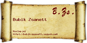 Bubik Zsanett névjegykártya